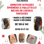 Tatouages éphémères à paillettes et mèches de cheveux fantaisies au Grenier de Grand Père_Le Corbier